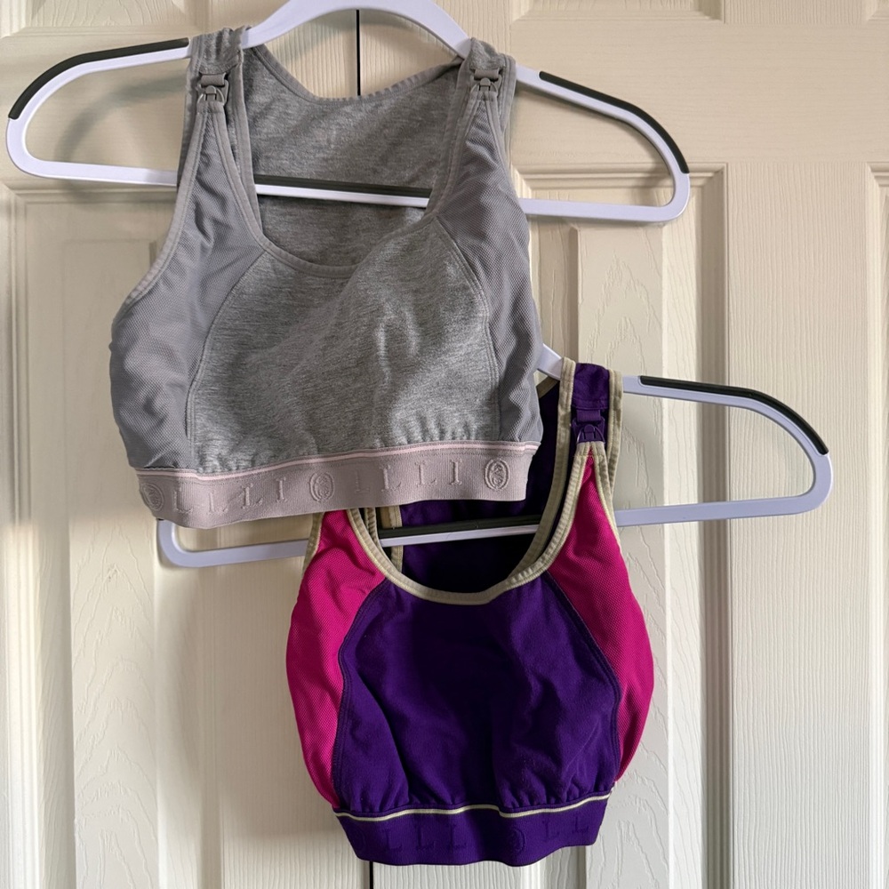 Gray and Purple nursing low impact Sports Bras size medium